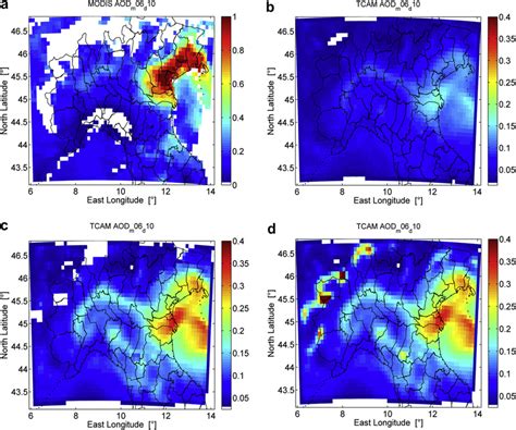 Aod Maps For June 10 2004 Modis Data From Both Terra And Aqua