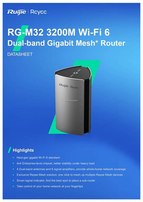 Ruijie Reyee Wi Fi 6 Router Rg M32 3200m Wi Fi 6 Dual Band Gigabit