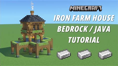 Minecraft Iron Farm House Tutorial Bedrock Java Aesthetic Farm