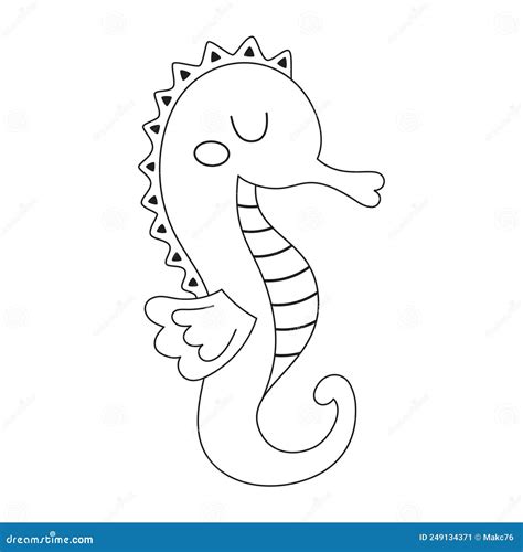 Seahorse Outline Vector Illustration Animals Royalty Free Cartoon