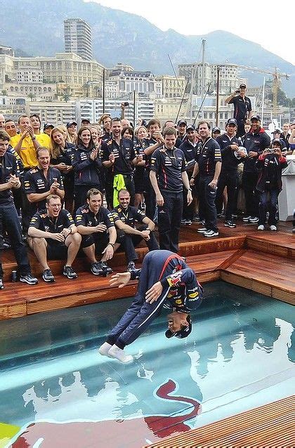 Making A Splash Mark Webber Celebrates His 2012 Monaco Grand Prix Victory Red Bull F1 Red