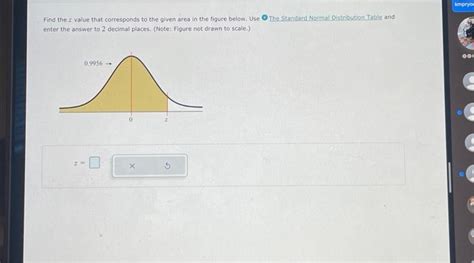 Solved Find The Z Value That Corresponds To The Given Ar