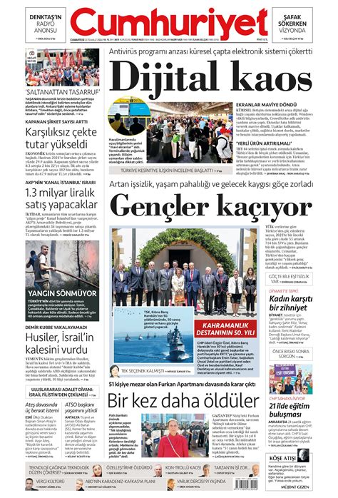 Cumhuriyet Gazetesi Temmuz Cumartesi G N Man Eti