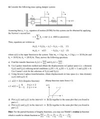 Answered Consider The Following Mass Spring Damper System M U T