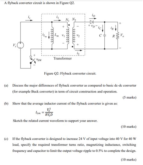 Solved A flyback converter circuit is shown in Figure Q2 ір Chegg