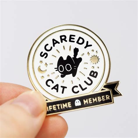 Scaredy Cat Club Lifetime Membership Metal Enamel Pin Enamel Pins