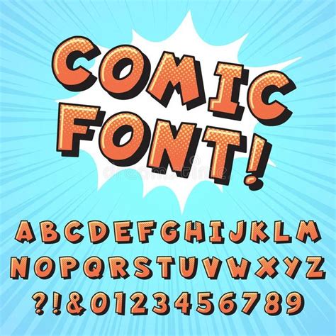 comic font and lowercase letters in the style of comics on a blue ...