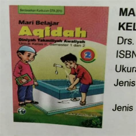 Jual Buku Mari Belajar AQIDAH DTA KELAS 2 SEMESTER 1 2 DINIYAH