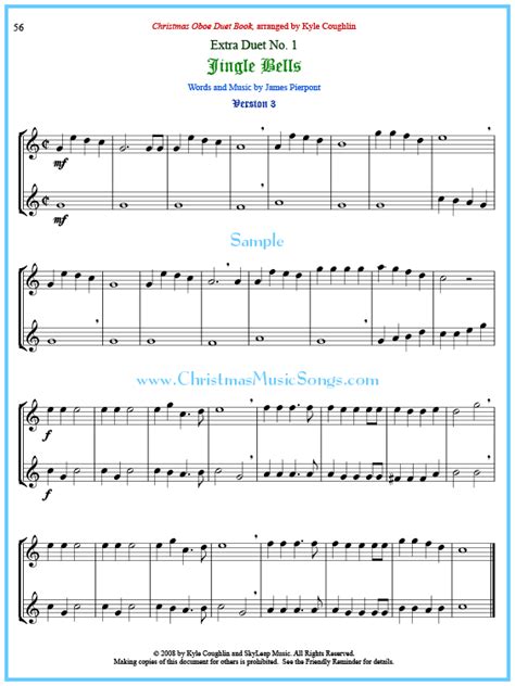 Jingle Bells Oboe Duet Free Sheet Music