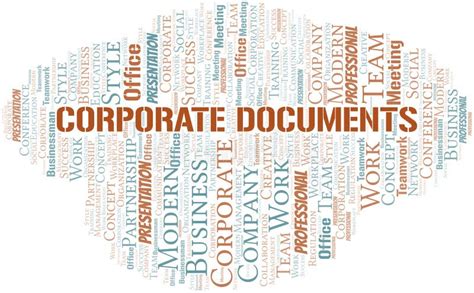 Corporate Documents Vector Word Cloud Made With Text Only Stock