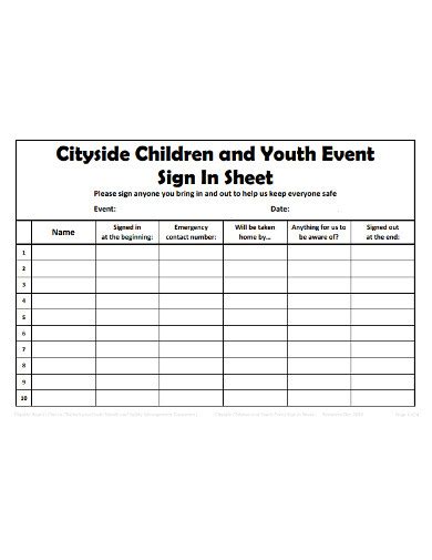 Event Sign in Sheet - 13+ Examples, Format, Pdf