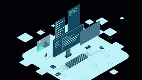 Isometric Desktop Computer Coding Programming Technology Programming