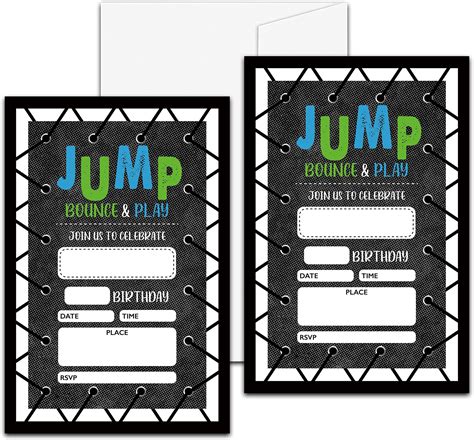 Ondtom Bounce House Jump Birthday Party Invitations With