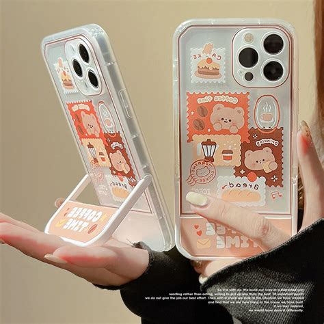 Funda De Tel Fono Transparente Con Dise O De Oso De Caf Para Iphone