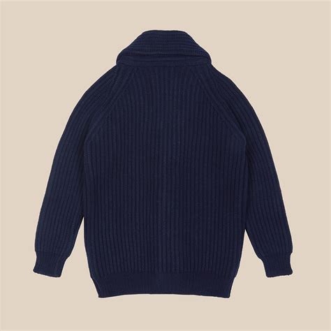 Shawl Collar Cardigan In Navy Superfine Lambswool Colhays