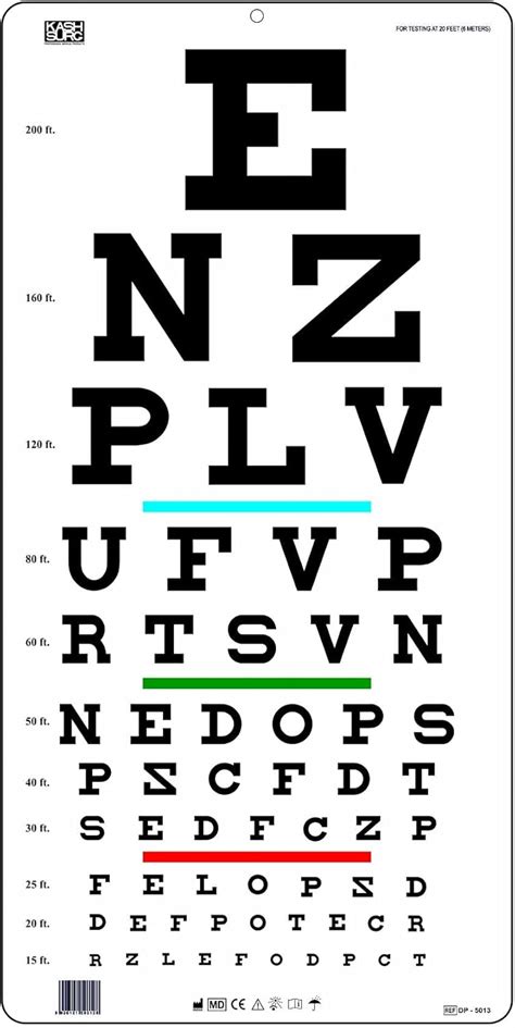 Tabela De Olhos Snellen Barra Vermelha Verde Azul Teste De Acuidade