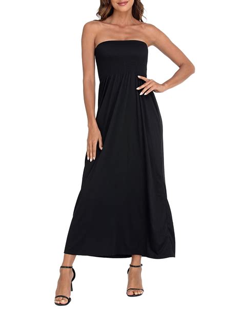 HDE Women S Strapless Maxi Dress Plus Size Tube Top Long Skirt Sundress