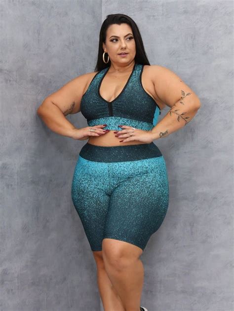 Conjunto Academia Plus Size Feminino Short Legging Cintura Alta E Top