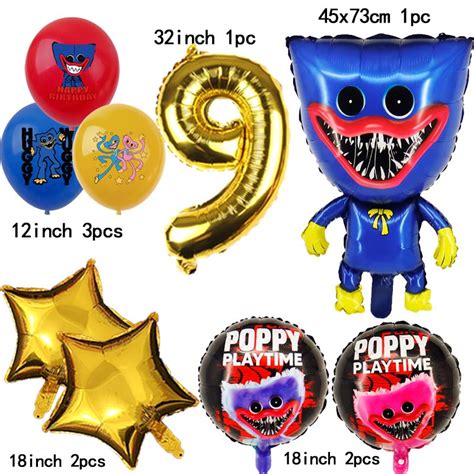 Poppy Playtime Foil Balloon With 32inch Number Set Birthday Party