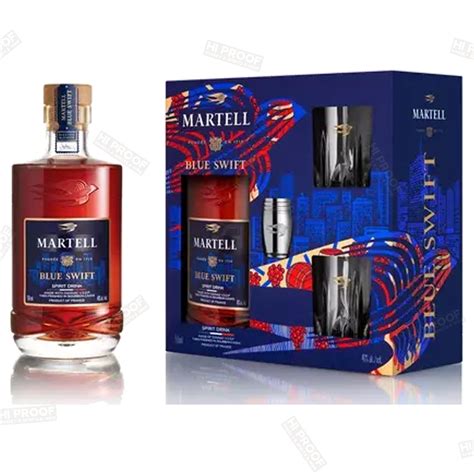 Martell Blue Swift Vsop Cognac T Set Wjigger And Glasses Hi Proof