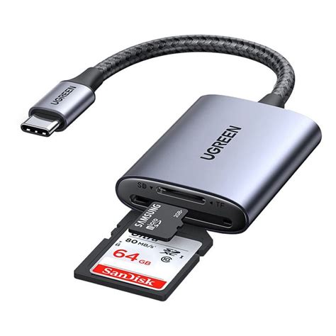 Картридер UGREEN CM401 80888 USB C to SD TF Memory Card Reader Alu