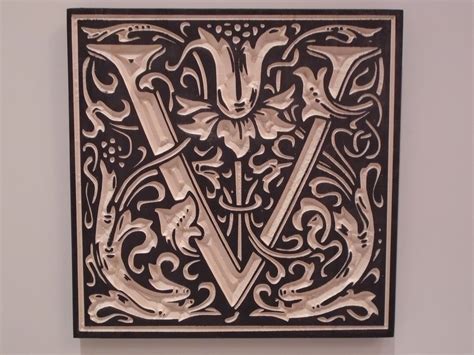 Illuminated Letter V Wood Wall Art Wood Engraving William Etsy