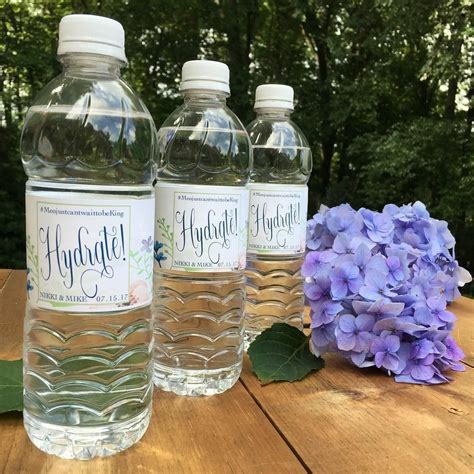 Hydrate Wedding Water Bottle Labels Personalized Wedding Favors