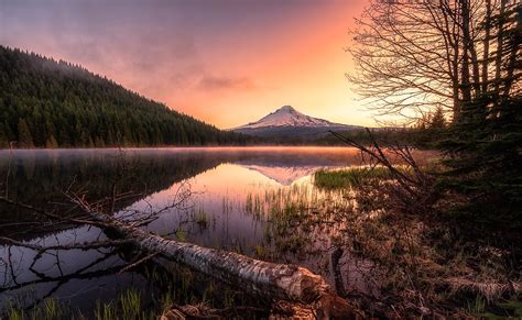 Wallpaper Landscape Forest Mountains Sunset Lake Water Nature