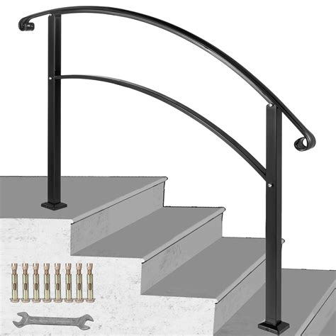 VEVOR 4-Step Adjustable Handrail Fits 1 or 4 Steps Stair Rail Wrought ...