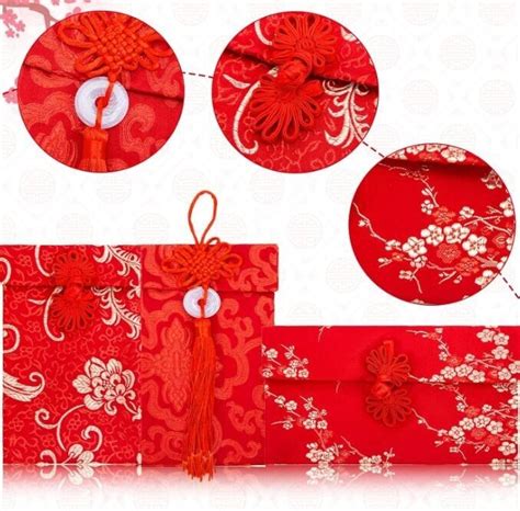 3 Pcs Premium Silk Red Envelopes Chinese Element Festive Hong Bao T