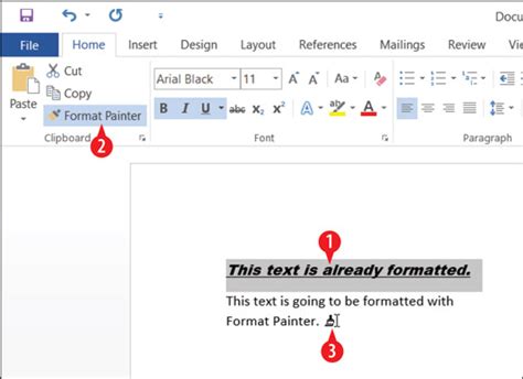 How To Copy Formatting With The Format Painter In Word 2016 Dummies