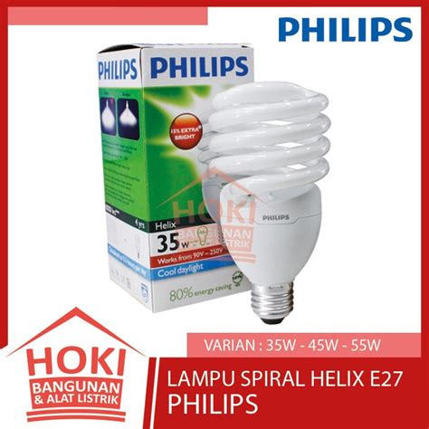 Jual LAMPU PHILIPS HELIX PUTIH 35W 45W 55W Bohlam E27 CDL Spiral