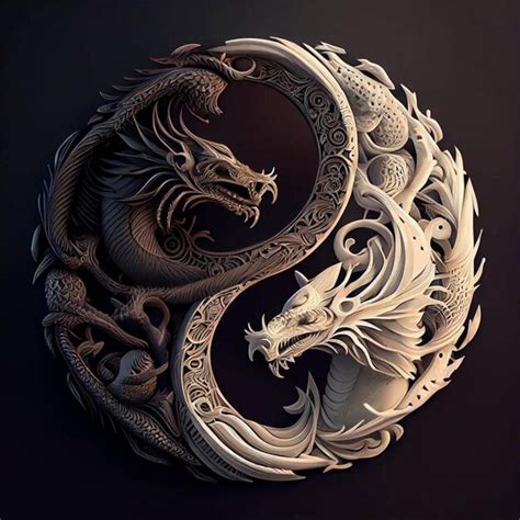 Premium Photo Ying Yang Symbol Dragon Wallpaper