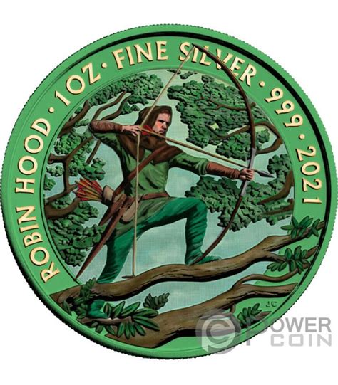 ROBIN OF SHERWOOD Color Hood Space Green 1 Oz Silber Münze 2 United