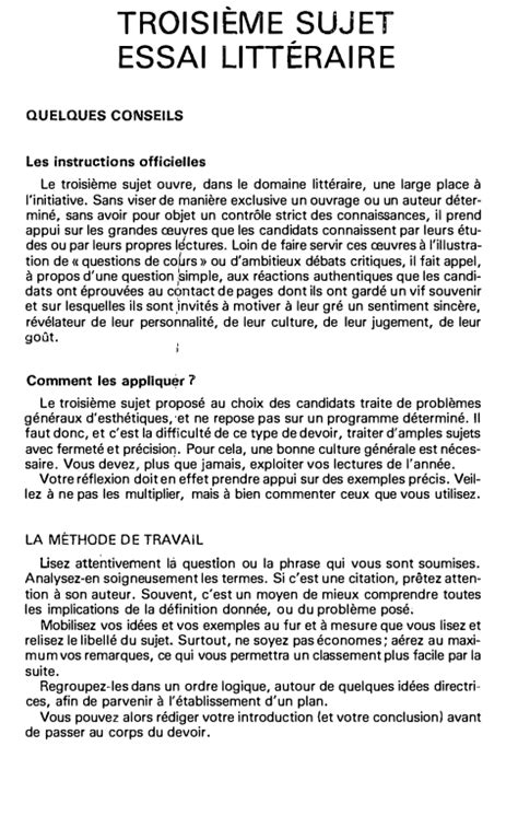 Troisi Me Sujet Essai Litt Raire Quelques Conseils Les Instructions