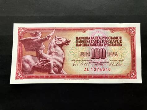 BANCONOTA 100 DINARI 1965 Jugoslavia FDS UNC / Banknote uncirculed ...
