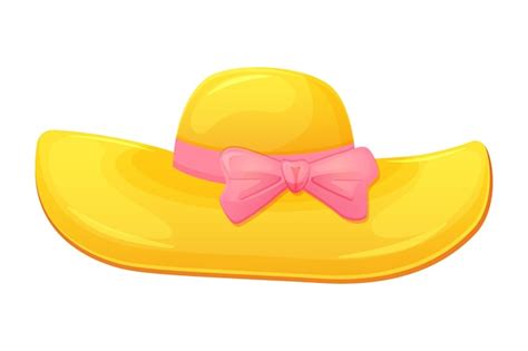 Sombrero Amarillo Para El Sol Con Lazo Rosa Accesorios De Verano Para