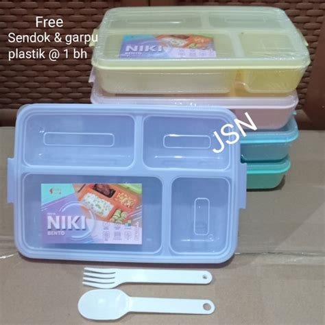 Jual Niki Bento Sekat 4 Kotak Makan Catering Lunch Box Bento Ompreng