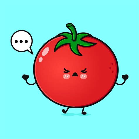 Enojado Tomate Personaje Mano Dibujado Dibujos Animados Kawaii