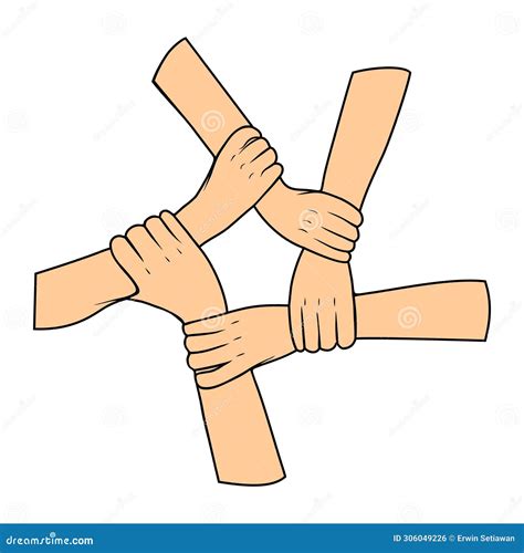 Several People Holding Hands Top View Vector Illustration, Beberapa ...