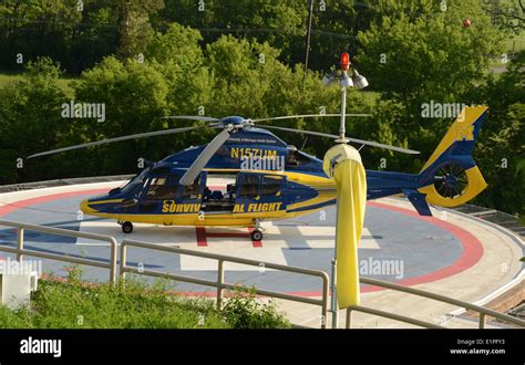 Ann Arbor Mi June 3 One Of The University Of Michigan S Survival Flight Helicopters Sits At