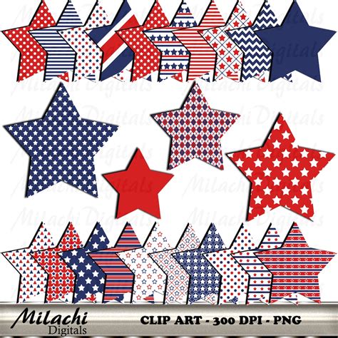 Th Of July Stars And Stripes Clipart Digital Clip Art Etsy