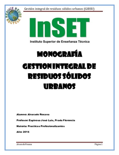 Doc Monografía Gestion Integral De Residuos Sólidos Urbanos Gestión