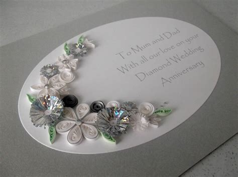 Quilled 60th Diamond Wedding Anniversary Card Handmade Paper Quilling