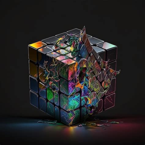 Premium Ai Image Fancy Colorful Rubik Impossible Cube Puzzle Pictures