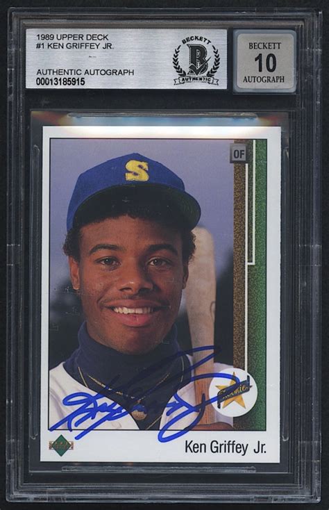 Ken Griffey Jr Signed 1989 Upper Deck 1 RC BGS Autograph Graded 10