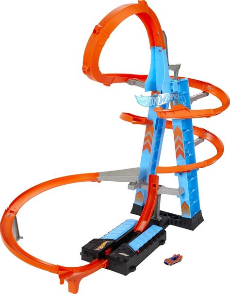 Hot Wheels Sky Crash Tower Track Set, 2.5+ Ft / 83 Cm High, Motorized ...