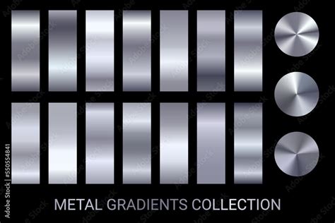 Vecteur Stock Metal Color Palette Set Metallic Gradients Vector Silver Colors Collection Vector