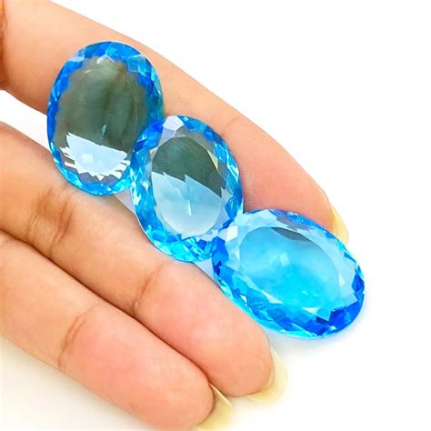 Hydro Sky Blue Quartz X X Mm Faceted Oval Aaa Grade Gemstones