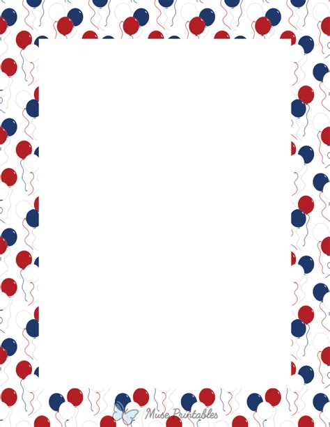 Printable Red White And Blue Balloons Page Border